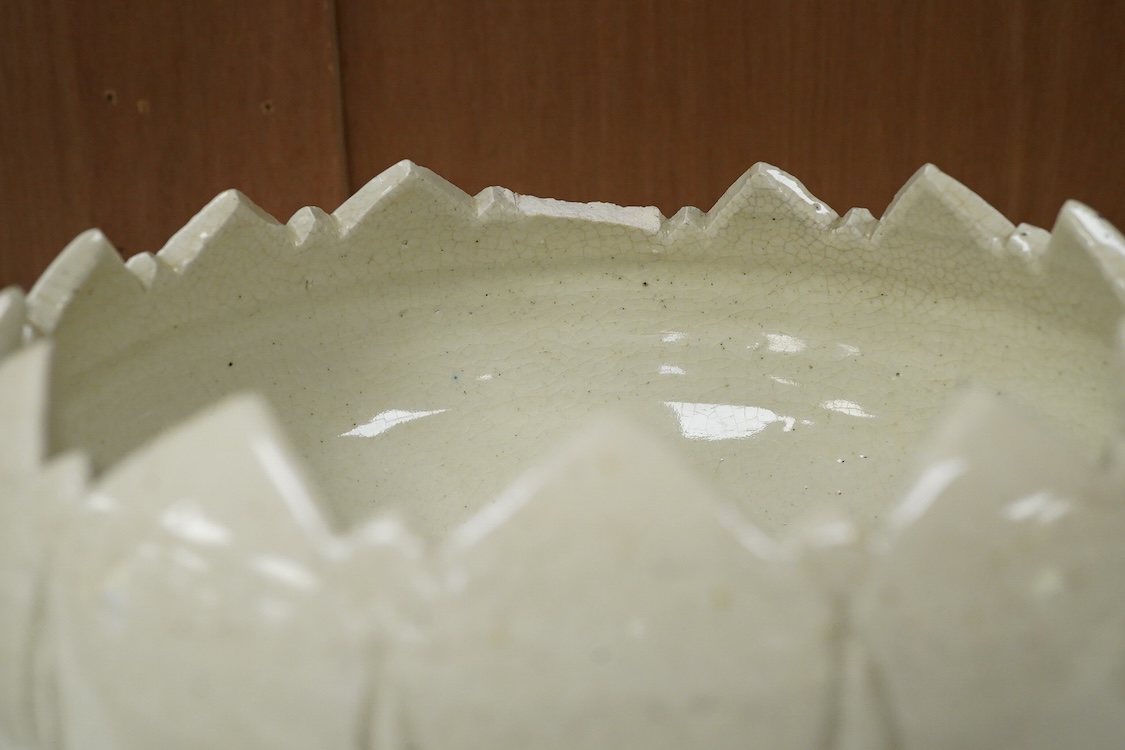 A late 19th century Chinese crackle glaze lotus bowl, 17cm in diameter